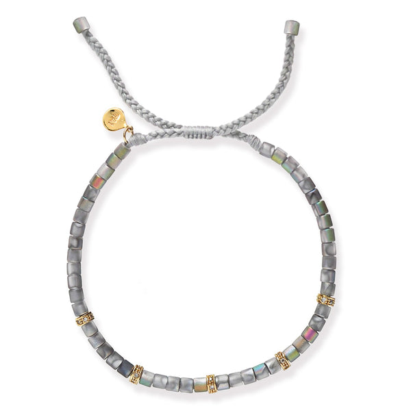 Tai Japanese glass beads with 5 CZ spacers bracelet