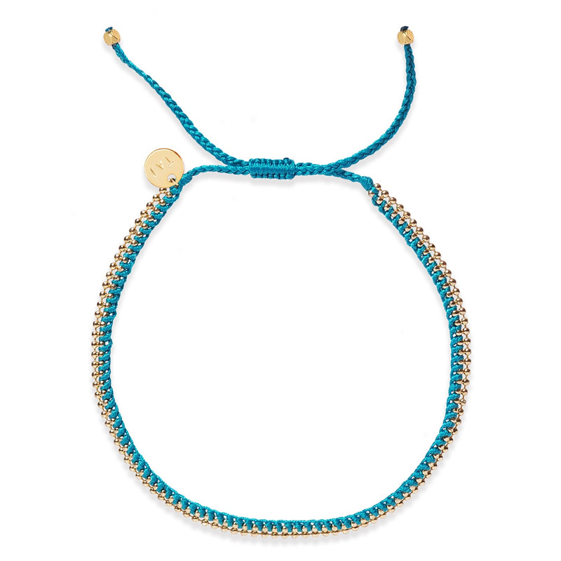 Tai Braided 14k gold plated mini chain with colorful tiny cord- slide closure