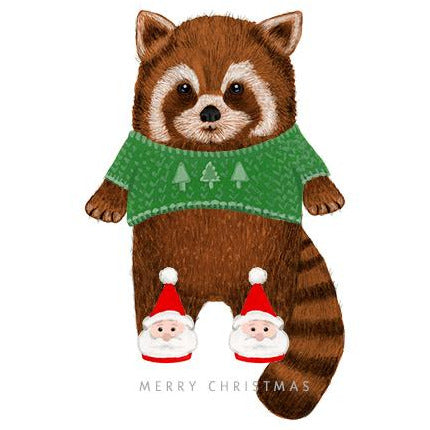 Dear Hancock Red Panda in Santa Slippers