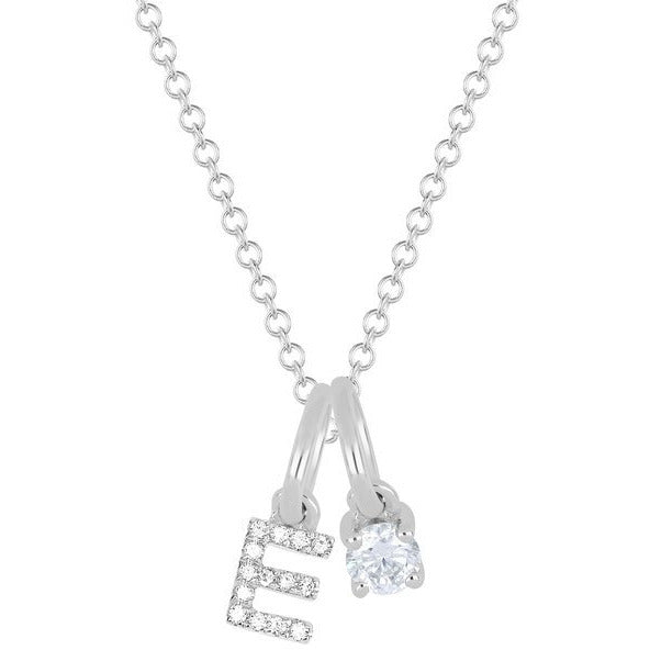 Personalize It EF Collection Diamond Birthstone Initial Charm Necklace