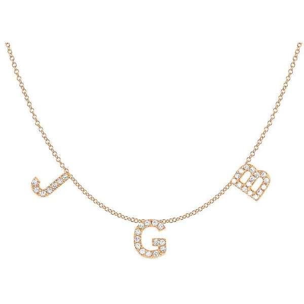 Personalize It EF Collection Diamond Triple Initial Necklace