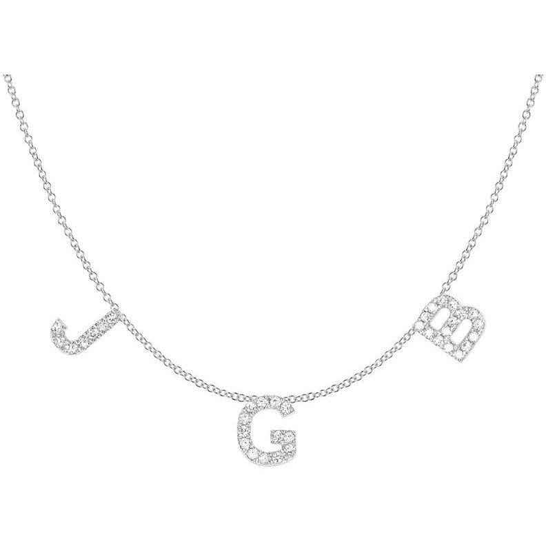 Personalize It EF Collection Diamond Triple Initial Necklace