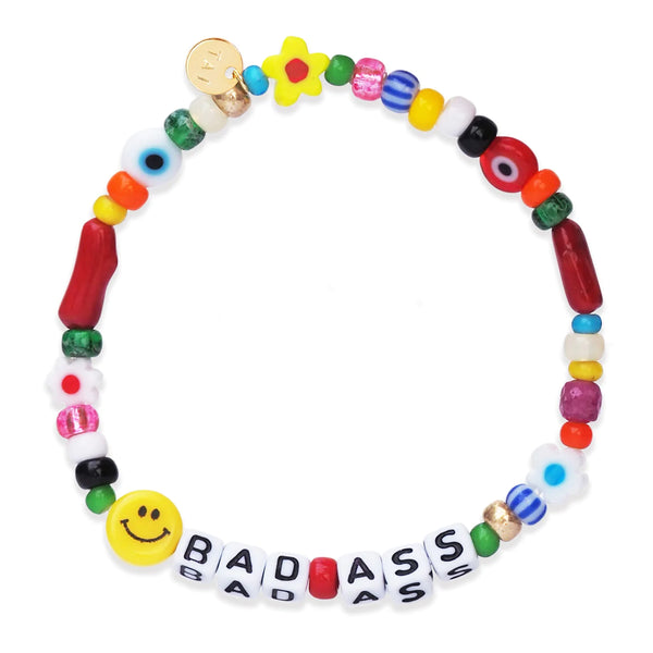 Tai Bad ass elastic bracelet with multi color beads, multi precious stones and murano glass
