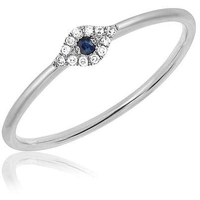 EF Collection Diamond Mini Evil Eye Stack Ring