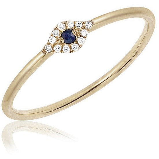 EF Collection Diamond Mini Evil Eye Stack Ring