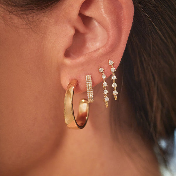 EF Collection Multi Diamond Chain Stud Earring
