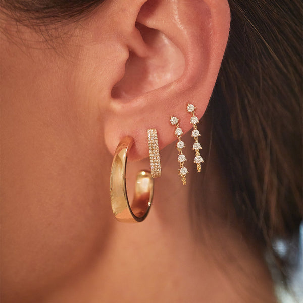 EF Collection Tapered Gold Hoop Earring