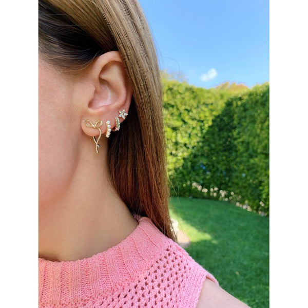 EF Collection Diamond Baguette Huggie Earring (PAIR)