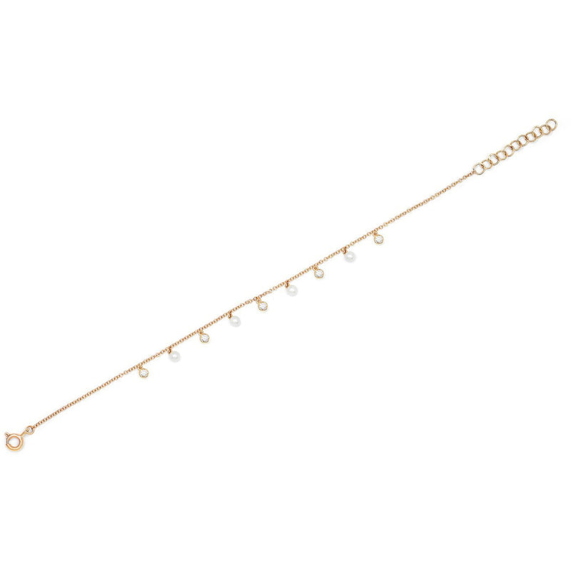 EF Collection Diamond Bezel & Pearl Anklet