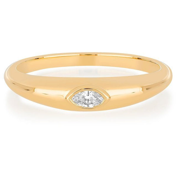 EF Collection Gold Dome Ring with Diamond Marquise Center