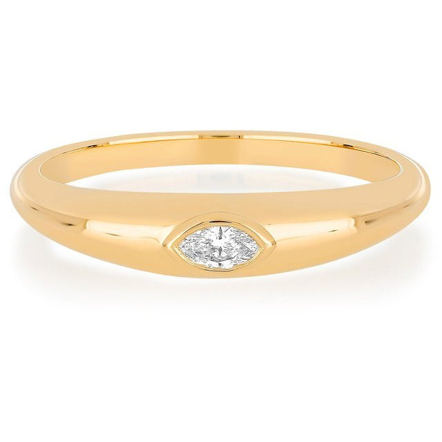 EF Collection Gold Dome Ring with Diamond Marquise Center