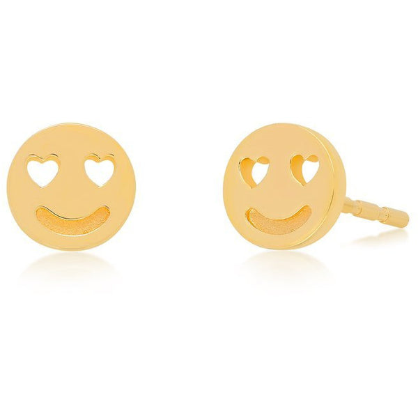 EF Collection Gold Smiley Stud
