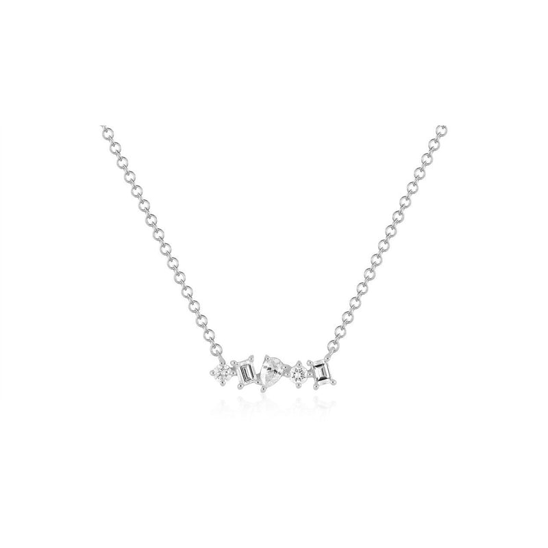 EF Collection Multi Faceted Diamond Mini Bar Necklace