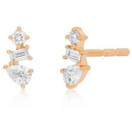 EF Collection Multi Faceted Diamond Stud Earring