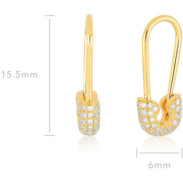 EF Collection Single Diamond Safety Pin Earring