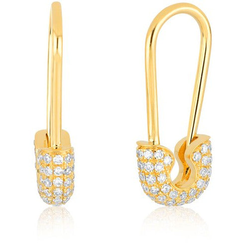 EF Collection Single Diamond Safety Pin Earring