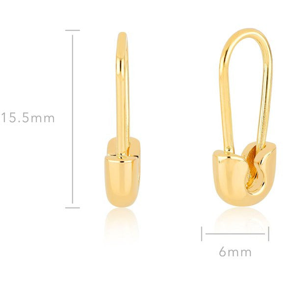 EF Collection Single Gold Safety Pin Earring