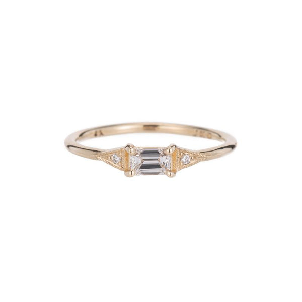 Jennie Kwon Designs Emerald Cut Diamond Deco Ring