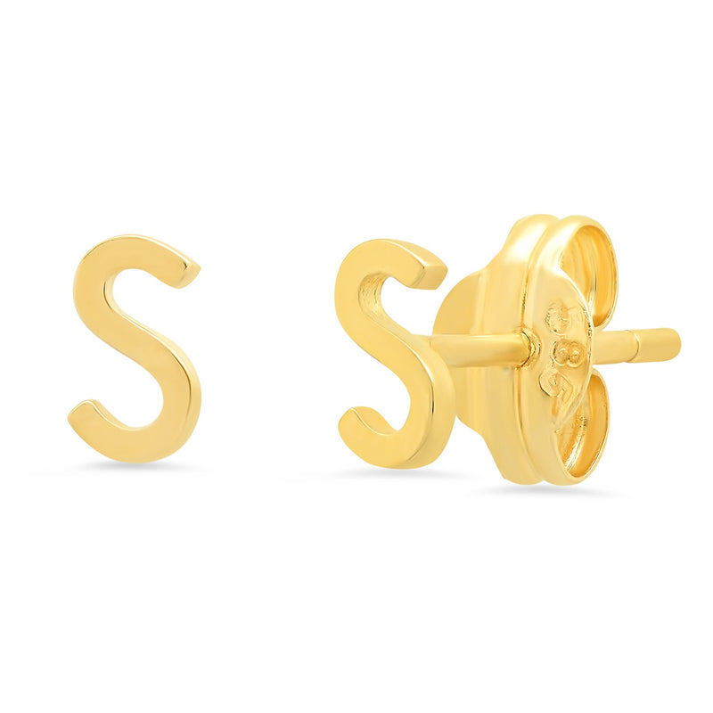 Tai 14k gold - initial post earrings (Gold weight: 0.80g - per pair)