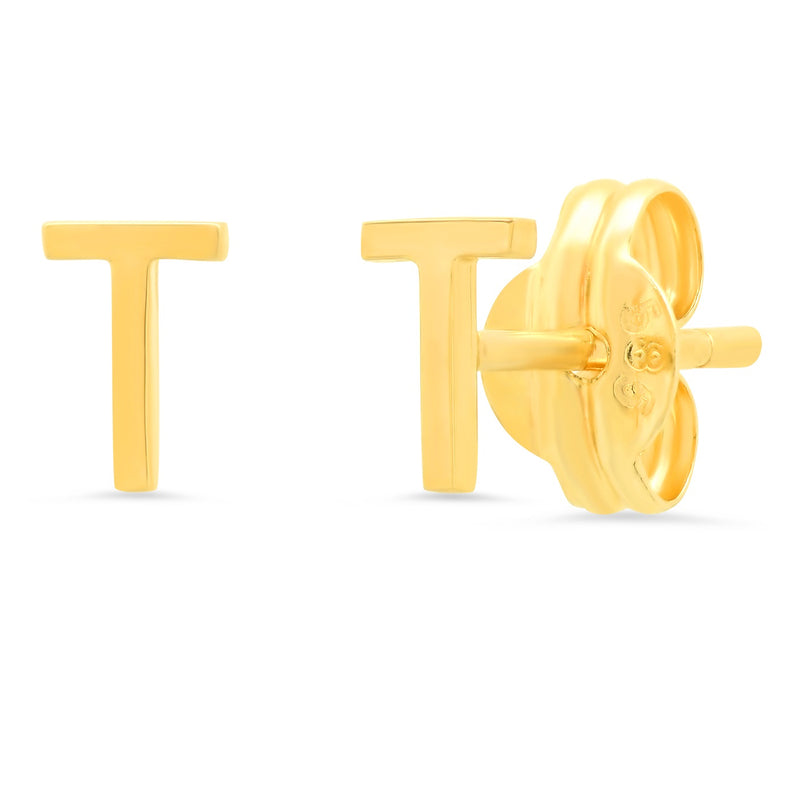 Tai 14k gold - initial post earrings (Gold weight: 0.80g - per pair)