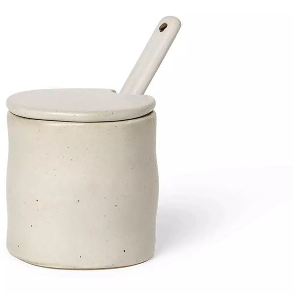 Ferm Flow Jar with spoon - Off-white Speckle