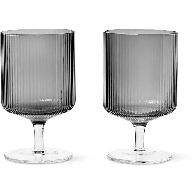 Ferm Ripple Wine Glasses - Set of 2 - Smoked Grey