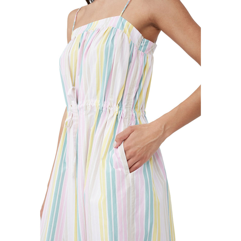 Ganni Stripe Cotton Maxi Strap Dress Multicolour