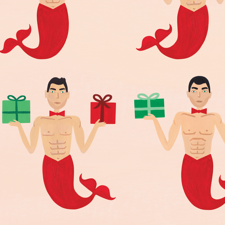 Girl with Knife Christmascape Gift Wrap