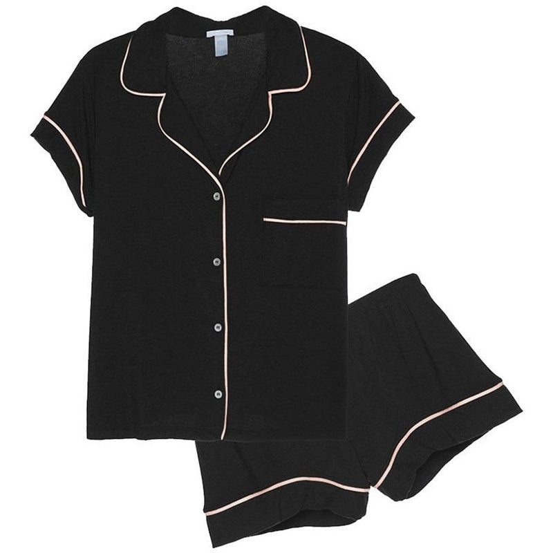 Eberjey Gisele Relaxed Short PJ Set Black/Sorbet Pink