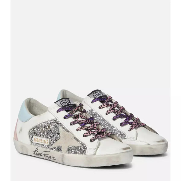 Golden Goose Super-Star Glitter And Leather Upper Suede Star Live Free