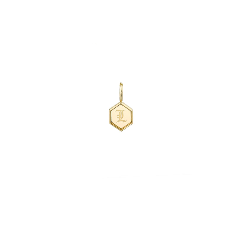Lizzie Mandler Mini Hexagon Charm with Engraved Initial