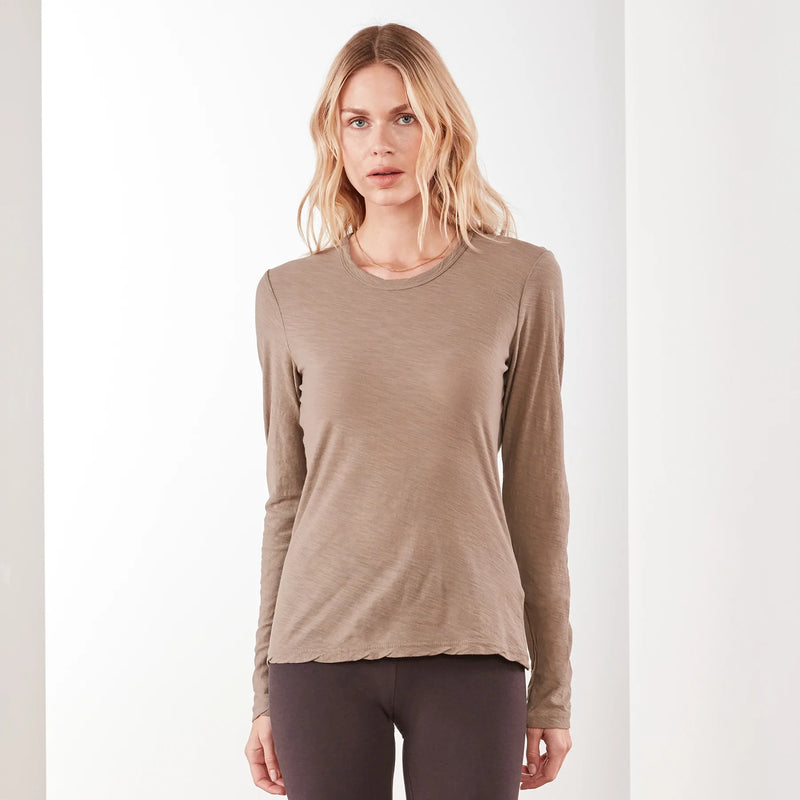 James Perse Deep V Longsleeve Rip Top Fawn