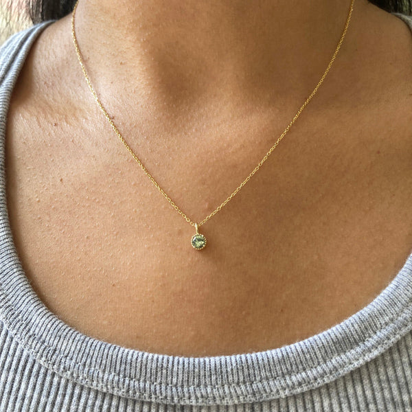 Jennie Kwon Designs Green Sapphire Milgrain Necklace