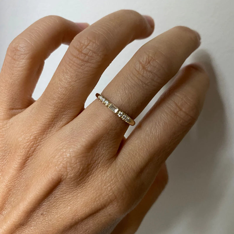 Jennie Kwon Designs Half Round Diamond Baguette Equilibrium Ring
