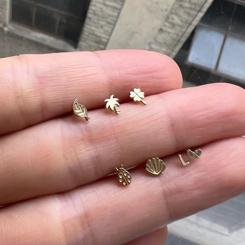 Jennie Kwon Designs Petite Gold Leaf Stud
