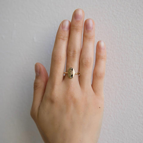 Jennie Kwon Oval Diamond Guardian Signet Ring