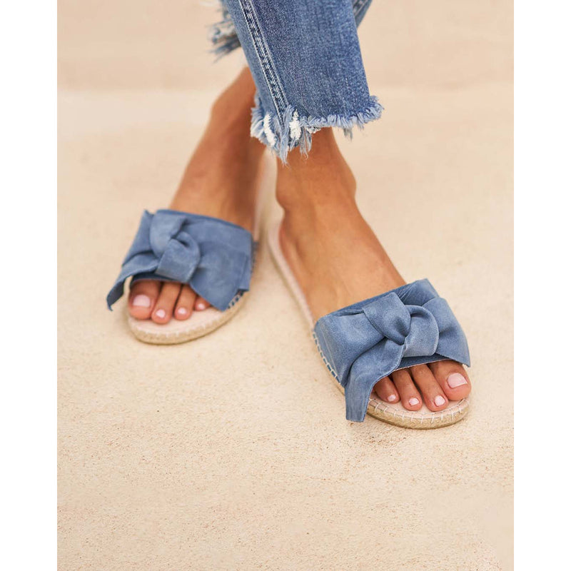 Manebi sandals with bow jeans suede; hamptons