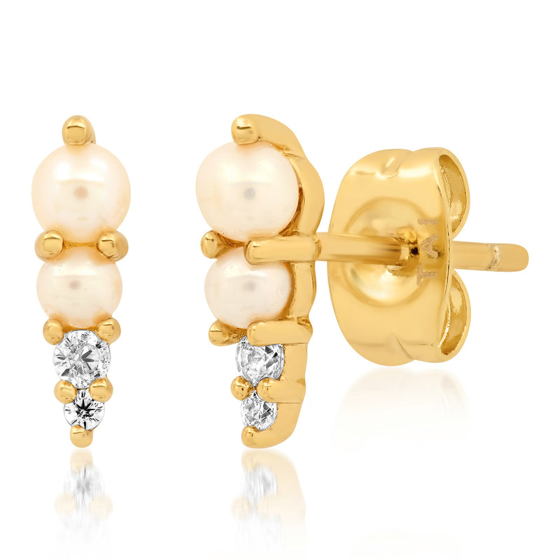 Tai Gold pearl and CZ graduated post earring