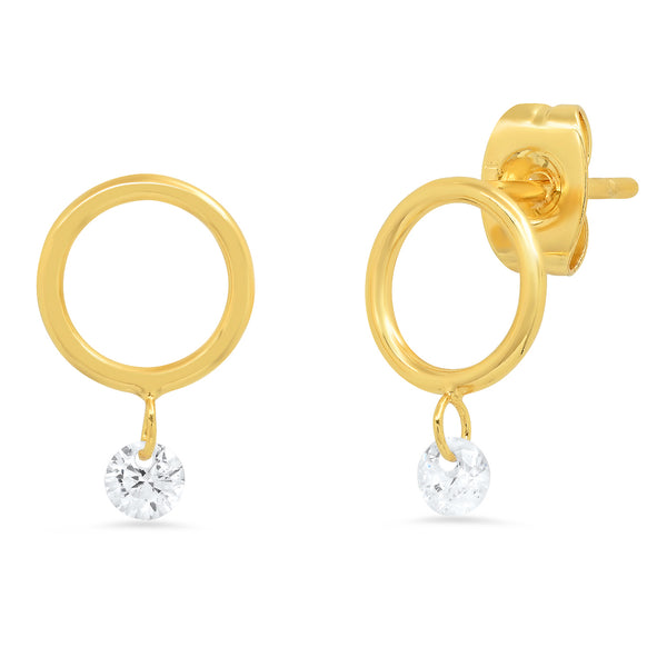 Tai Small open circle post earring with floating CZ