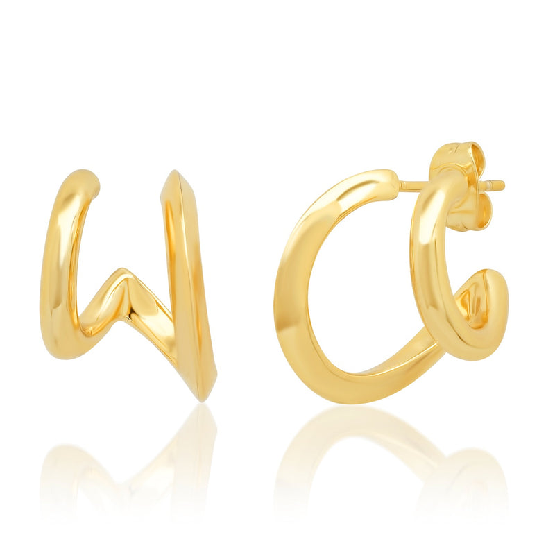 Tai Gold thick trim double wrap post earrings