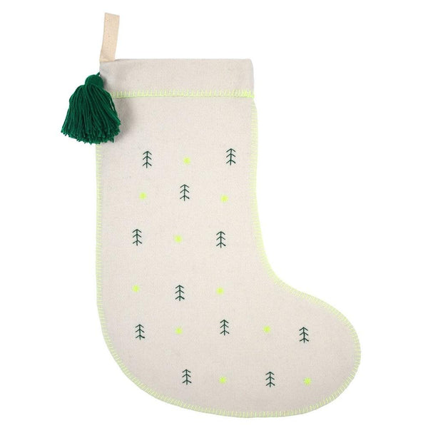 Meri Meri Embroidered Trees Felt Stocking