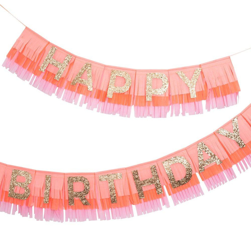 Meri Meri Pink Happy Birthday Fringe Garland