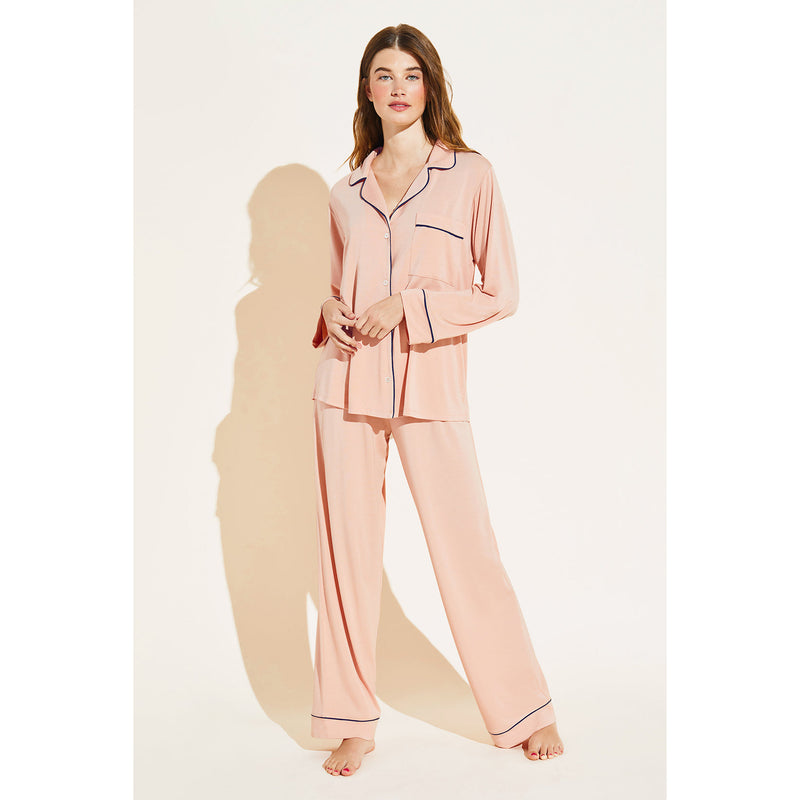 Eberjey Gisele Long Pj Set Ice Rose Cloud/Navy