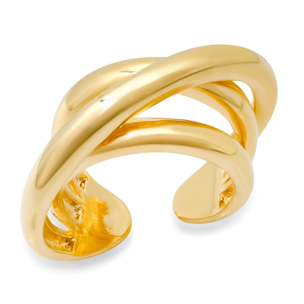 Tai Free size simple gold triple open ring (Brass)