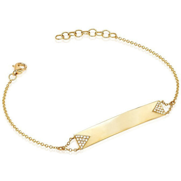 Personalize It EF Collection Diamond Double Triangle Nameplate Bracelet