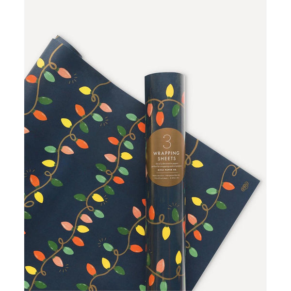 Rifle Paper Co. Roll of 3 Wrapping Sheets Holiday Lights