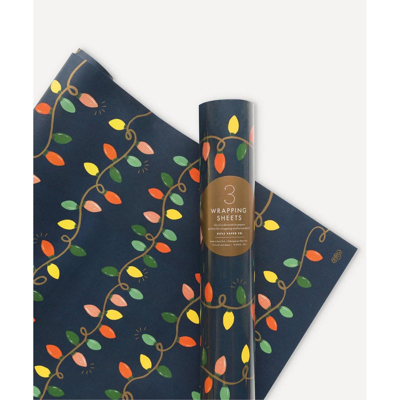Rifle Paper Co. Roll of 3 Wrapping Sheets Holiday Lights