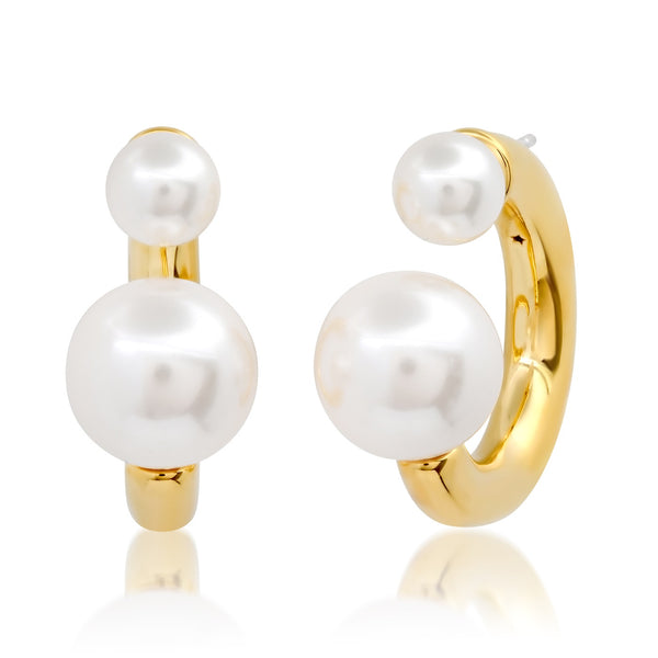 Tai Gold vermeil jacket with 925 silver pearl post; Pearl with silver post: 6mm, Pearl ends on gold jacket size: 10mm