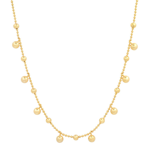 Tai Gold vermeil ball chain necklace; Length: 14.5 inch + extender 1 inch, total: 15.5 inch; w/ gold ball stations: 3mm & ball dangle: 4mm