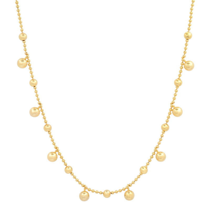 Tai Gold vermeil ball chain necklace; Length: 14.5 inch + extender 1 inch, total: 15.5 inch; w/ gold ball stations: 3mm & ball dangle: 4mm